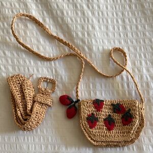 ZARA kids Strawberry Woven Crossbody Bag and Belt Set